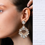 Zinc Alloy Frame Glass Stone Dangle Earrings