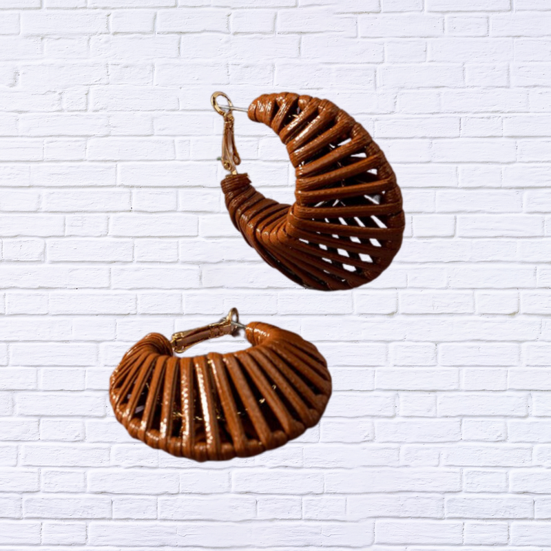 Cord braided cone shape hoop earrings