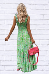 Smocked Printed Square Neck Sleeveless Dress