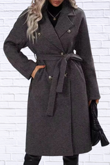 Double-Breasted Tie Waist Coat