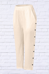 Full Size Side Decor Button Casual Wide Leg Pants Plus Size