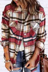 Scarlet Casual Plaid Button-Down Shacket – Women’s Soft Brushed Plaid Jacket for Fall & Winter Layers