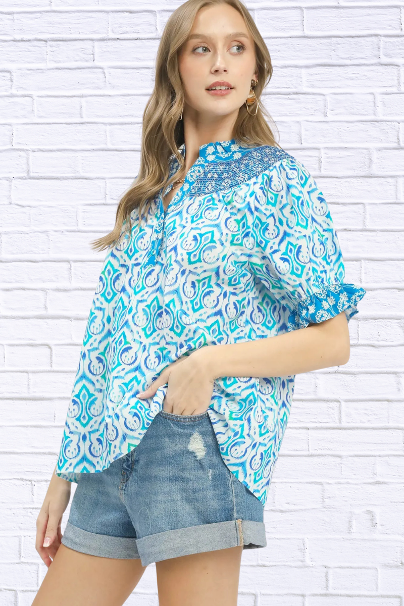 Boho Puff Sleeve Top for Women | Flowy Summer Blouse