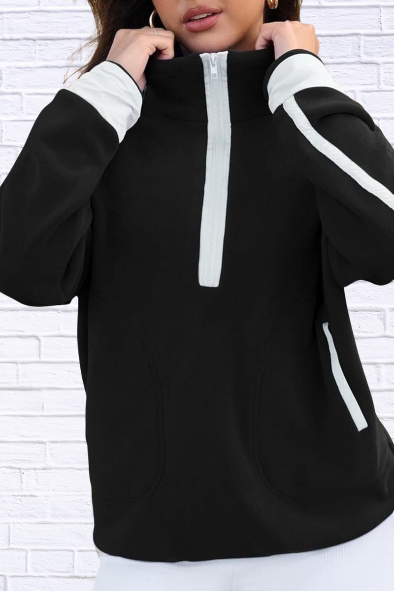 Half Zip Dropped Shoulder Sweatshirt