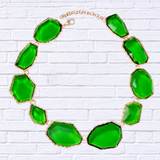 Geometrical Shape Zinc Alloy Frame Resin Necklace