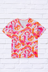 Cody Printed V-Neck Short Sleeve Blouse