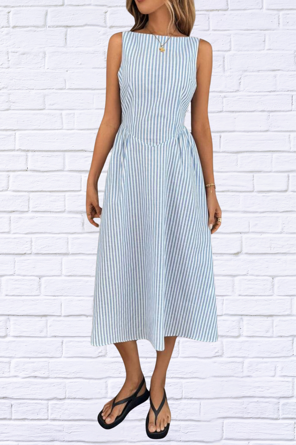 Sleeveless Striped Midi Dress
