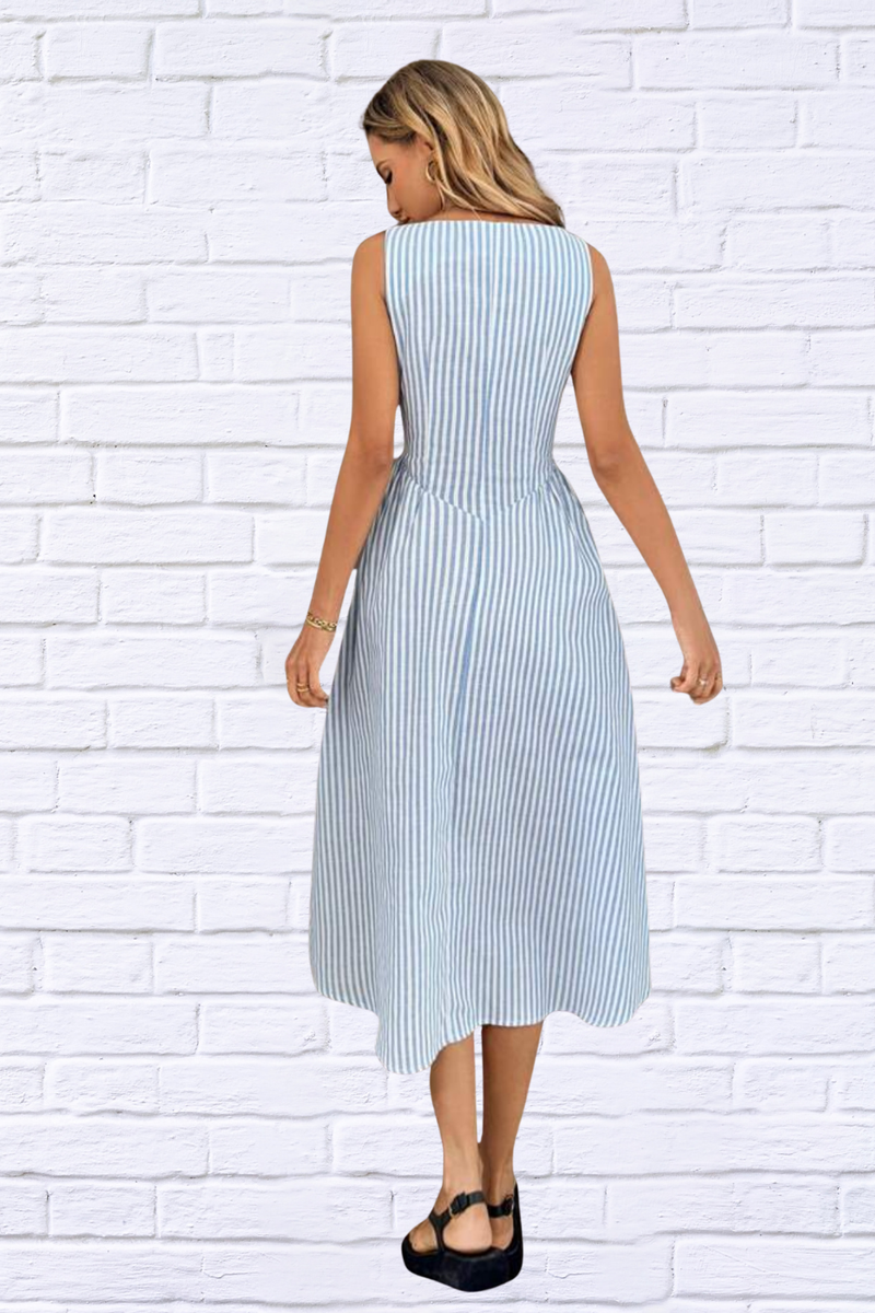 Sleeveless Striped Midi Dress