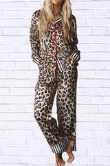 Leopard and Striped Trim Shirt and Pants Set