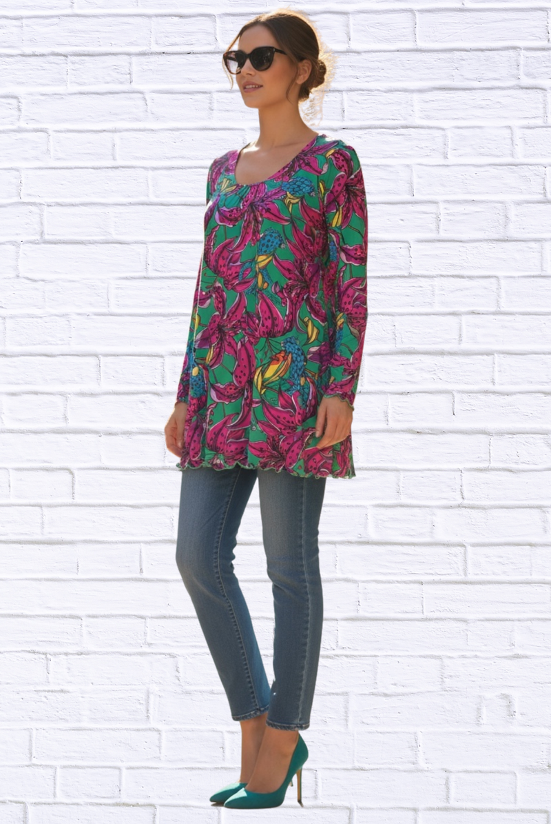 Sibella Pleated Front Long Sleeve Blouse