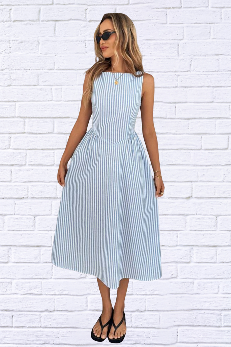 Sleeveless Striped Midi Dress