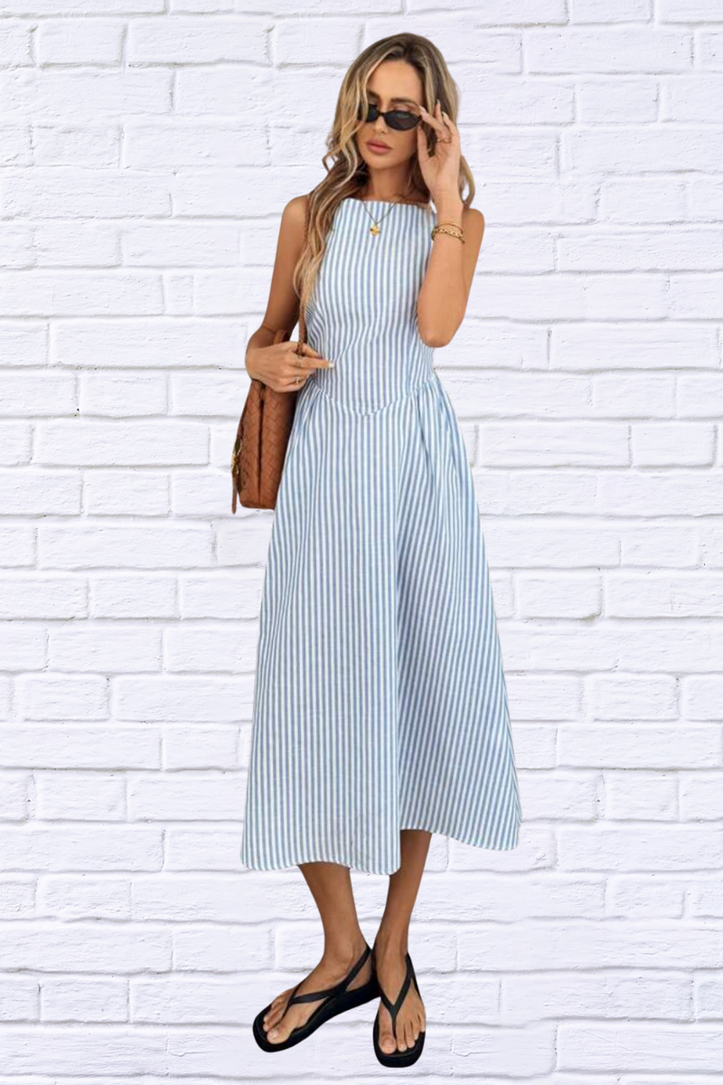 Sleeveless Striped Midi Dress