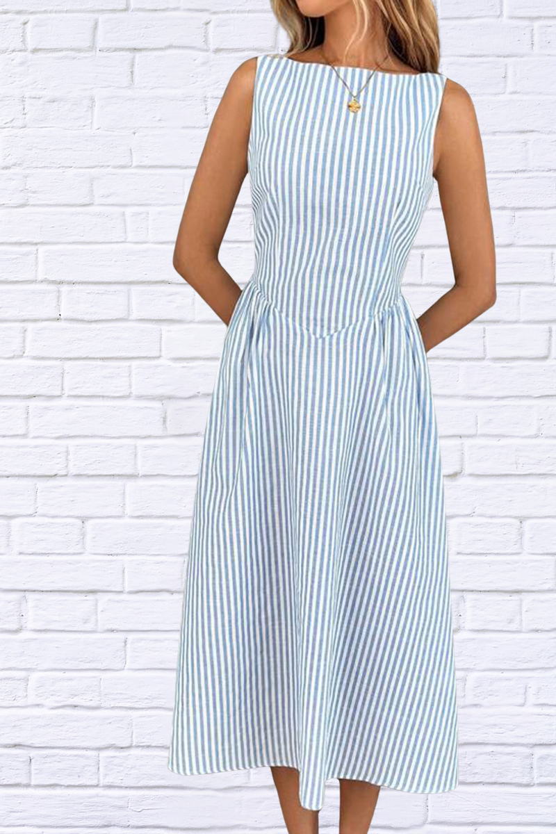 Sleeveless Striped Midi Dress