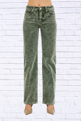 RISEN Tummy Control Mid Rise Straight Leg Corduroy Pants