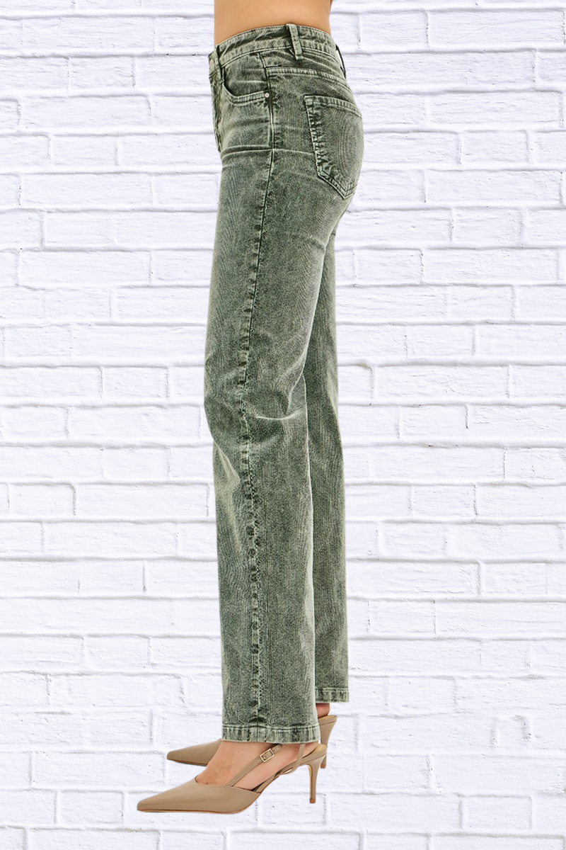 RISEN Tummy Control Mid Rise Straight Leg Corduroy Pants