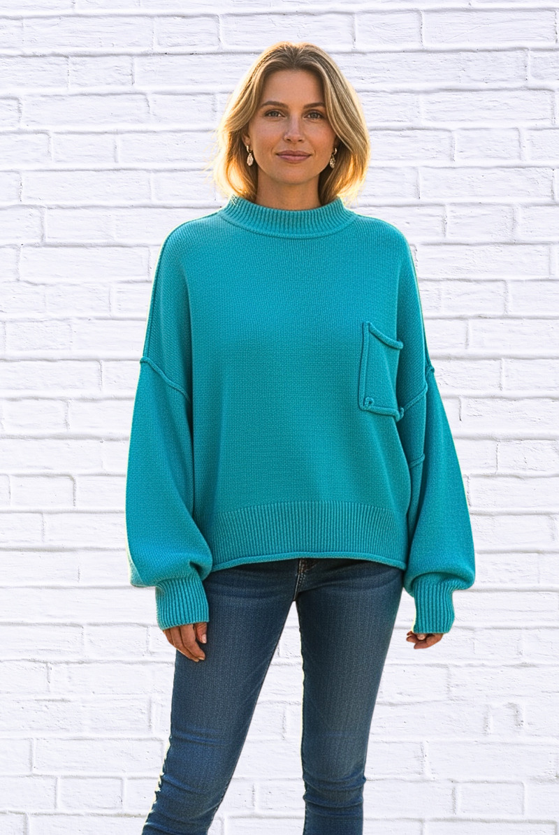 🩵 Changing Season Ribbed High-Neck Sweater