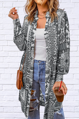 Printed Button Up Long Sleeve Top