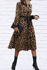 Leopard Print Belted Shirt Dress