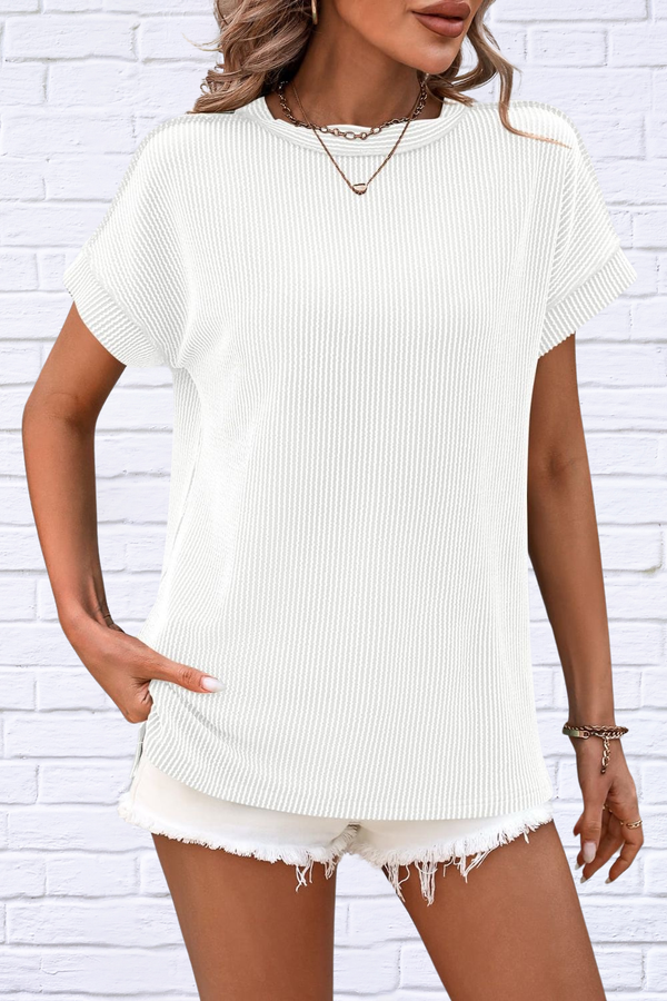 Mandy Striped Round Neck Short Sleeve T-Shirt