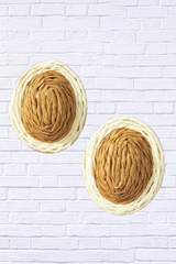 Raffia Straw Button Stud Earrings