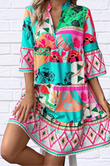 Scout Printed Surplice Half Sleeve Mini Dress