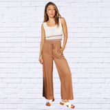 Double Take Drawstring Smocked Waist Wide Leg Pants
