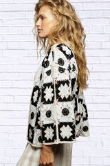 POL Open Front Cardigan with Varied Patterns