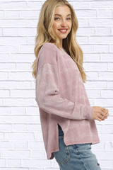 Umgee Textured Knit Long Sleeve Top