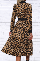 Leopard Print Belted Shirt Dress