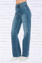 Judy Blue Full Size Tummy Control Cut Raw Hem Straight Jeans