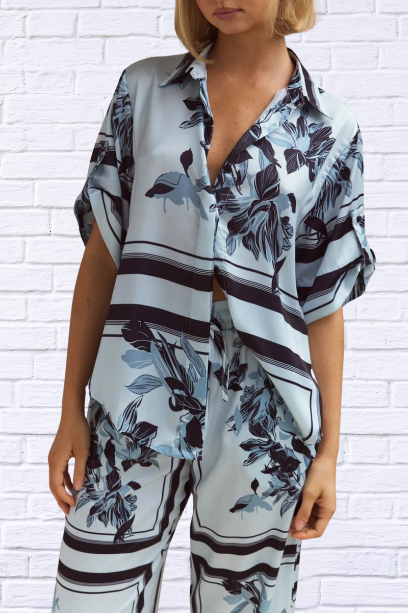 Printed Button Up Shirt and Pants Set – Effortless Style, Endless Possibilities