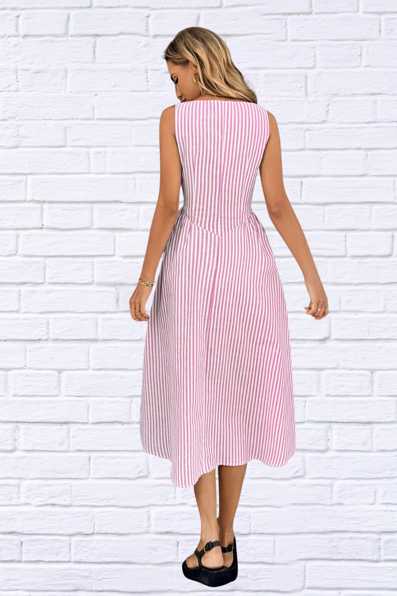Sleeveless Striped Midi Dress