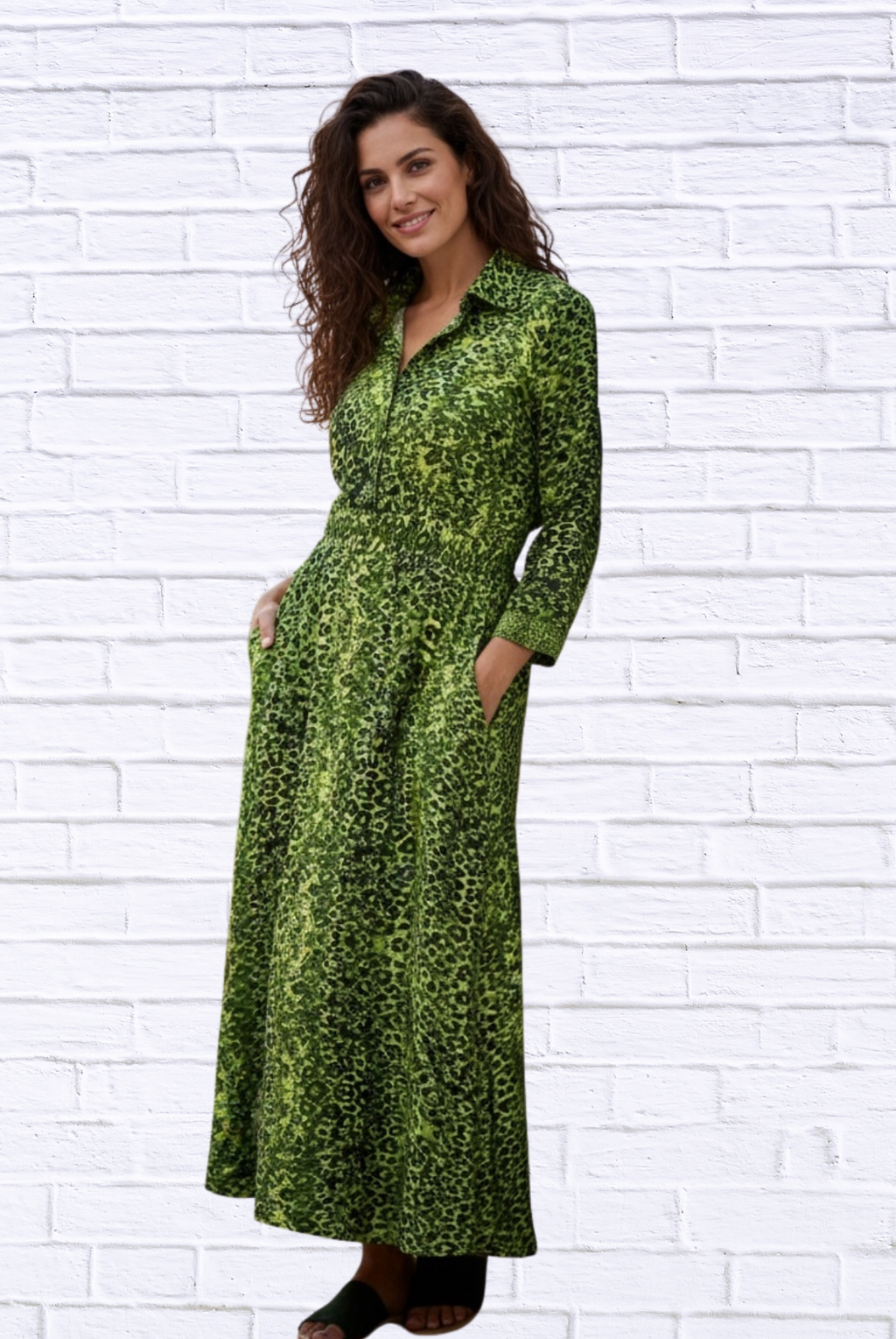 leopard print wrap dress Ladies - Brown/Leopard Sleeveless Wrap-Detail - Size: XXL 100% Cupro Silk Wrap Front Embellishments included in this style Leopard Print Wrap Dress Bell Sleeves Relaxed silhouette Hand wash Imported Please note Leopard Wrap Dress 3X