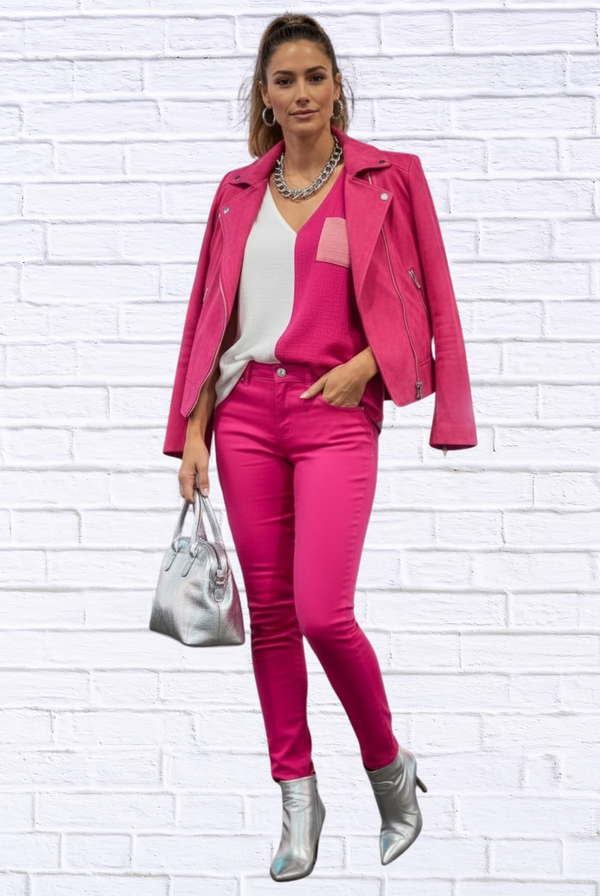 Color Block Johnny Collar Short Sleeve Blouse