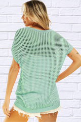Natasha Openwork Short Sleeve Knit Cover Up