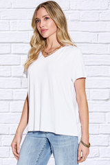 Basic Bae Full Size V-Neck High-Low T-Shirt