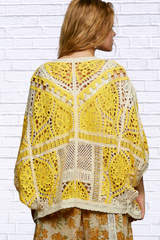 Golden Glow  Open Front Crochet Cardigan with Scalloped Edge