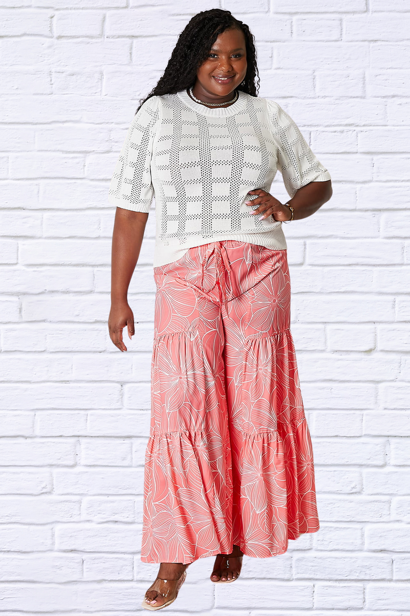 Double Take Ribbed Trim Round Neck Knit Top