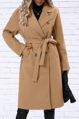 Double-Breasted Tie Waist Coat