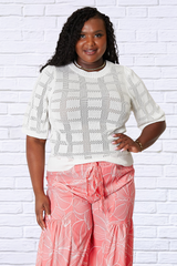 Double Take Ribbed Trim Round Neck Knit Top