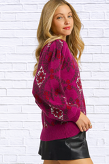 Umgee Boho Patterned Long Sleeve Sweater