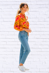 Demi Lola Jacket i Tangerine / Turquoise / Animal and Floral