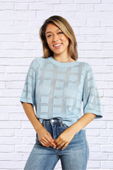 Double Take Ribbed Trim Round Neck Knit Top