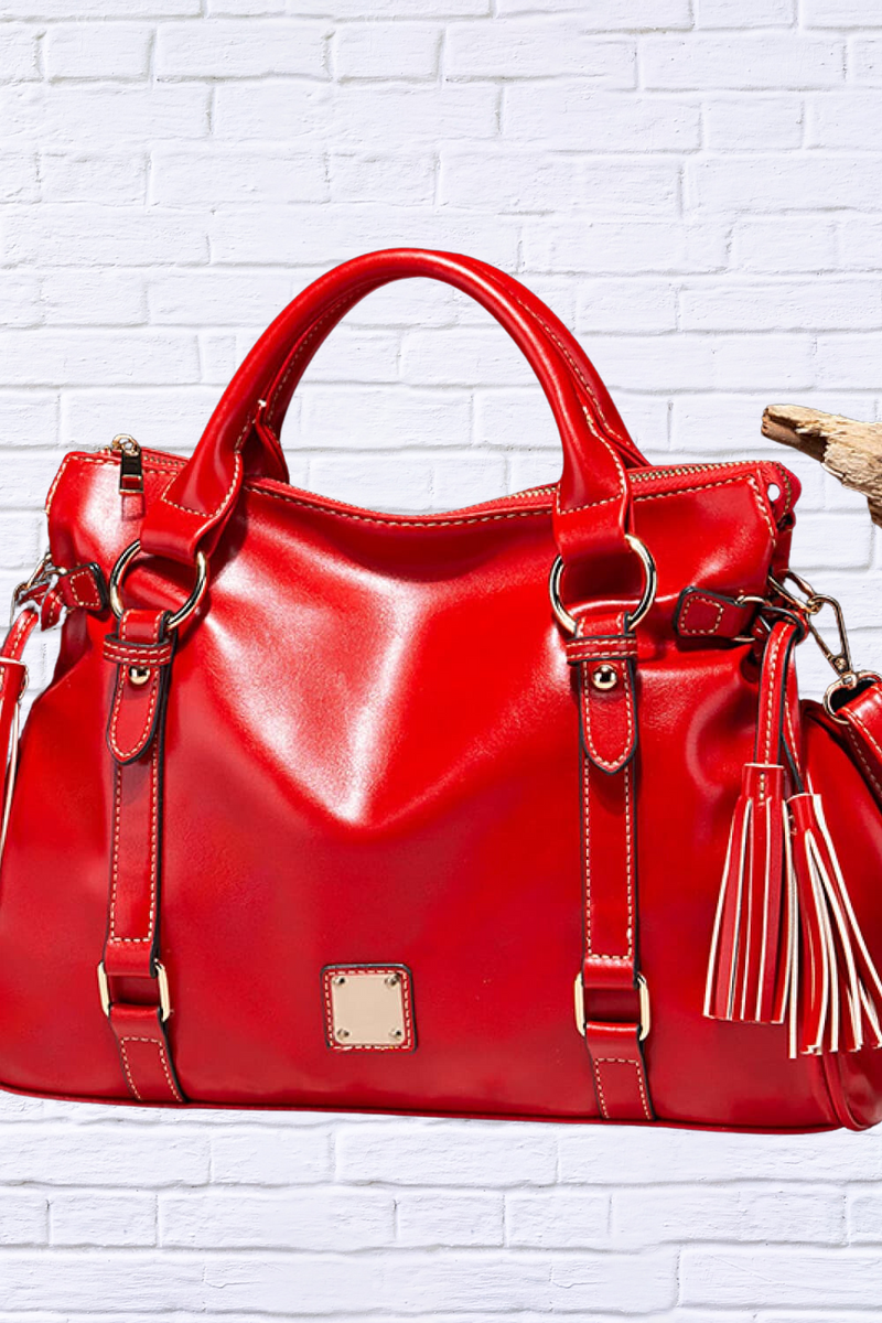 PU Leather Handbag with Tassels