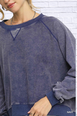 Navy Mineral Wash French Terry Sweatshirt