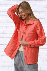 BiBi Quilted Wrinkle Gauze Long Sleeve Shacket
