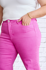 Crop Chloe Full Size Tummy Control High Waist Raw Hem Jeans
