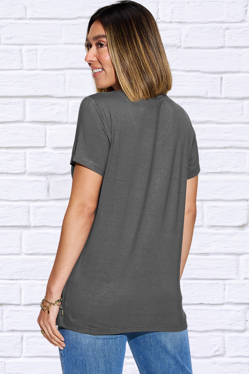 Basic Bae Full Size V-Neck High-Low T-Shirt