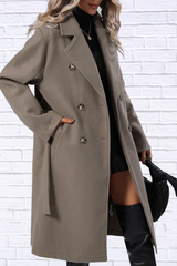 Double-Breasted Tie Waist Coat