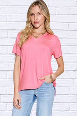 Basic Bae Full Size V-Neck High-Low T-Shirt